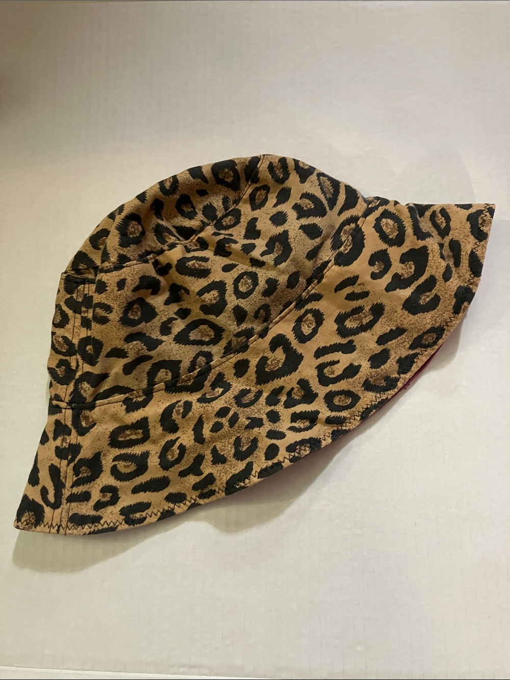Handmade Womens Leopard Print Bucket Hat - Reversible